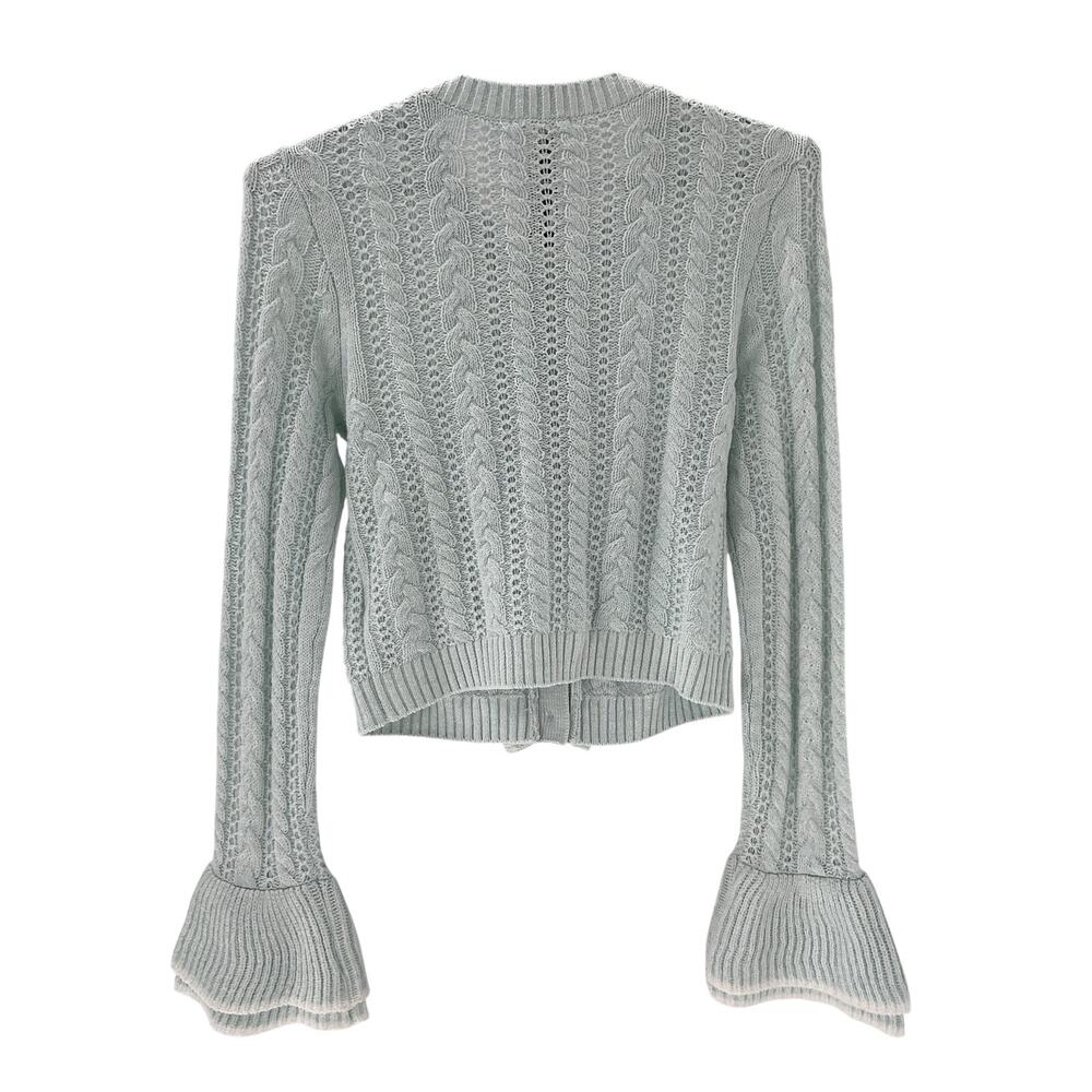 Tularosa Ruffled Turquoise Starlene Cardigan Size M - Picture 3 of 4